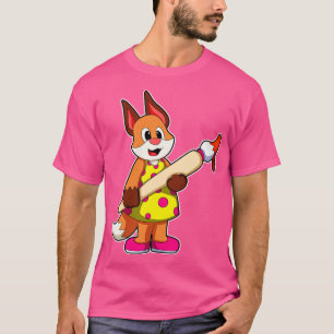 Camiseta Raposa como Pintor com Pintura de Pincel