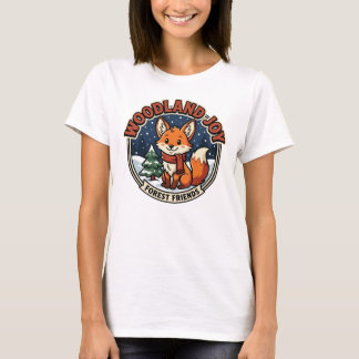 Camiseta Raposa da Floresta Usando Cachecol
