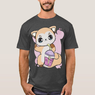 Camiseta Raposa De Animo Bonita Com Boba Para Bble Tea Love