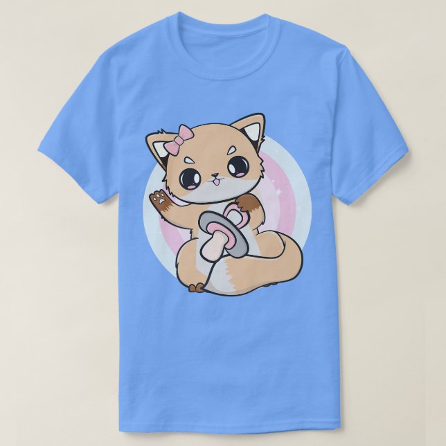 Camiseta Raposa De Animo Bonita Com Soother E Kawaii Para O (Frente do Design)