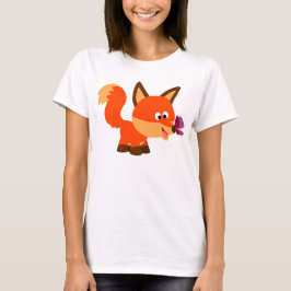 Camiseta Raposa De Cartoon E Camiseta-Borboleta