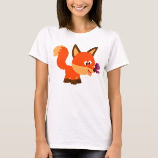 Camiseta Raposa De Cartoon E Camiseta-Borboleta