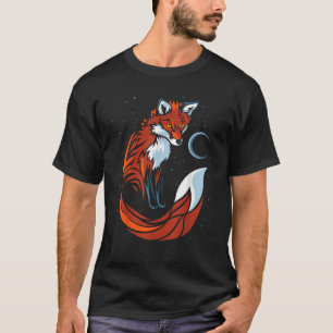 Camiseta raposa de cauda tribal design gráfico