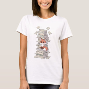 Camiseta Raposa de desenho animado fofa sentada em uma alta