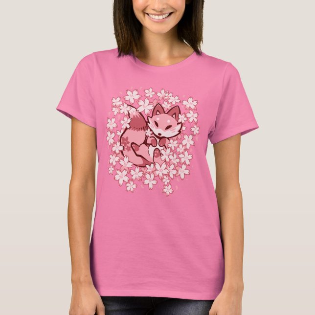 Camiseta Raposa de Flor de Cereja (Frente)
