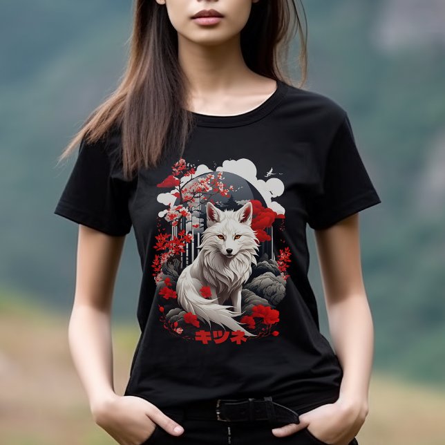 Camiseta Raposa de Kitsune do Estilo Japonês (Japanese Style Kitsune Fox Tshirt)