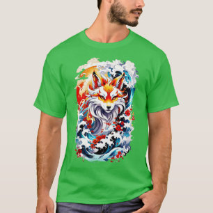 Camiseta Raposa de Kitsune Onda Japonesa