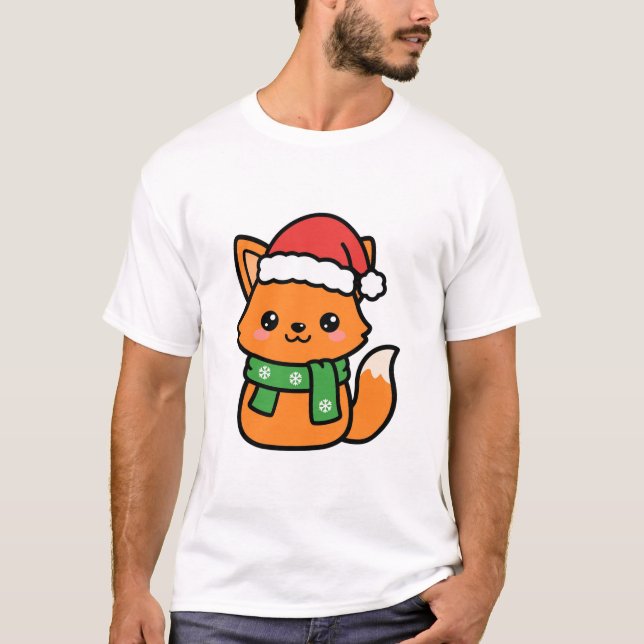 Camiseta Raposa de Papai Noel com Cachecol (Frente)