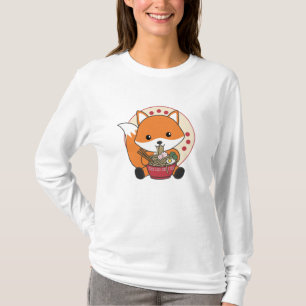 Camiseta Raposa De Ramen Cute Kawaii Foxes