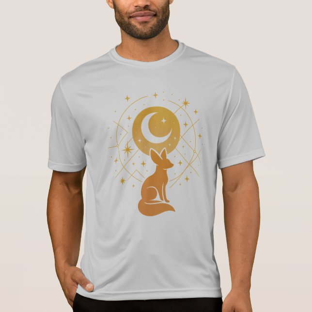 Camiseta Raposa do Deserto Celestial - Lua e Estrelas Cósmi (Frente)