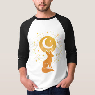 Camiseta Raposa do Deserto Celestial - Lua e Estrelas Cósmi