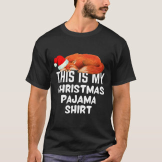 Camiseta Raposa Dormindo Nisto É O Meu Pajama De Natal