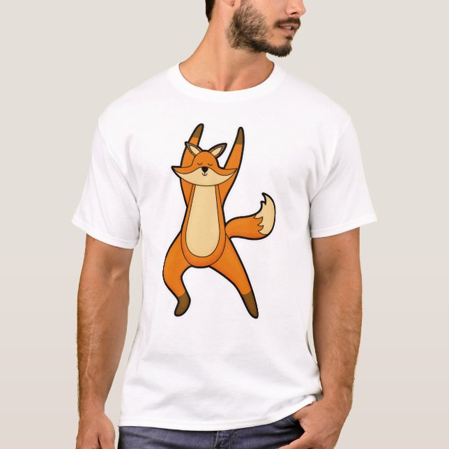 Camiseta Raposa em exercício de alongamento de yoga (Frente)