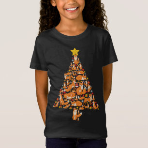 Camiseta Raposa Engraçada Árvore de Natal Foxes Xmas