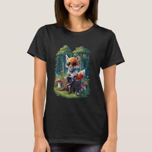 Camiseta Raposa Engraçada com Pai de Floresta Design Natura