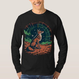 Camiseta Raposa Espacial Celestial Gráfica Floresta Cósmica