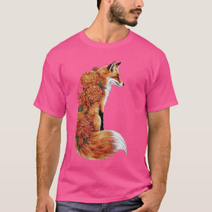 Camiseta Raposa Flor Animal Natureza Vida Selvagem Floral R