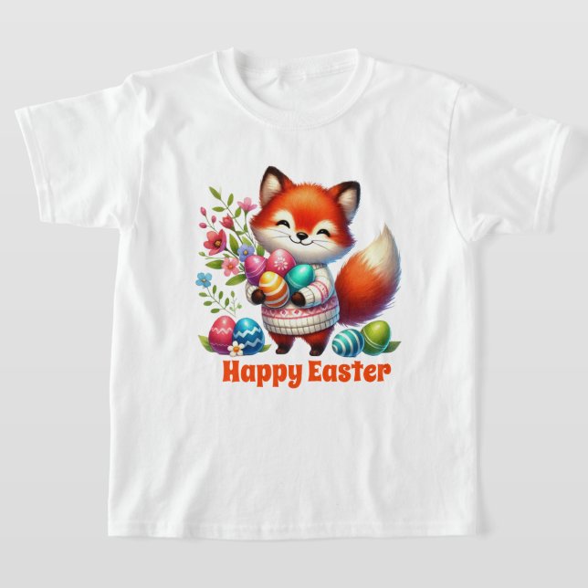 Camiseta Raposa fofa de Páscoa feliz (Postura )