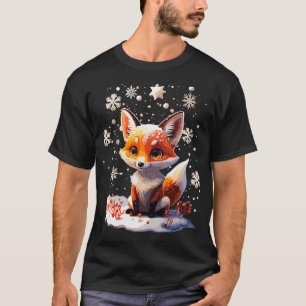 Camiseta Raposa fofa doce com neve