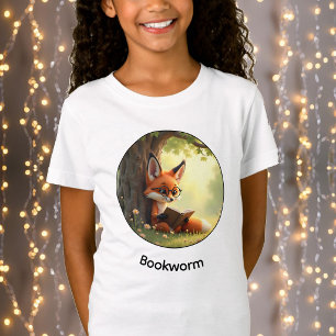 Camiseta Raposa fofa lendo um livro, rato de biblioteca - p