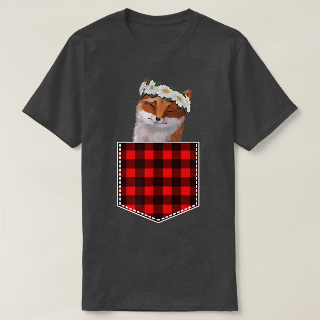 Camiseta Raposa Gira Com Girassóis, Tirando O Bolso (Frente do Design)