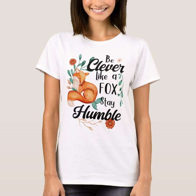 Camiseta Raposa, Humilde, Animais Selvagens, Floral (Frente)