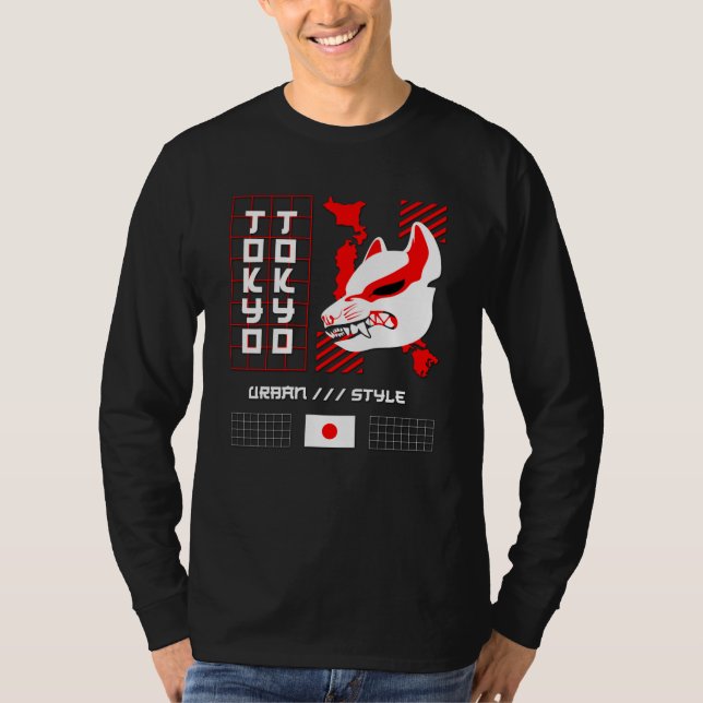 Camiseta Raposa Kitsune Cidade de Tóquio (Frente)