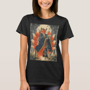 Camiseta Raposa Kitsune de Nove Caudas Arte da Mitologia