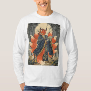 Camiseta Raposa Kitsune de Nove Caudas Arte da Mitologia