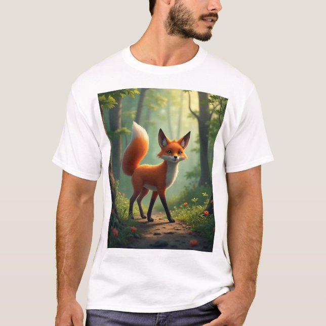 Camiseta Raposa mística que percorre a floresta (Frente)