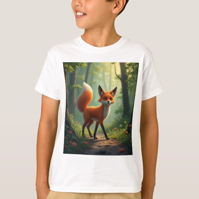 Camiseta Raposa mística que percorre a floresta (Frente)