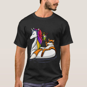 Camiseta Raposa Montada Em Um Flutuador De Unicórnio