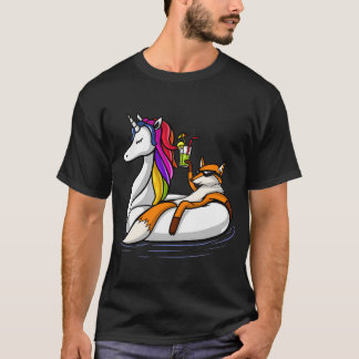 Camiseta Raposa Montada Em Um Flutuador De Unicórnio