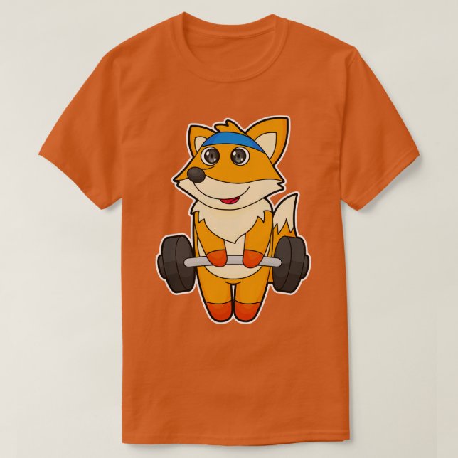 Camiseta Raposa na academia com haltere (Frente do Design)