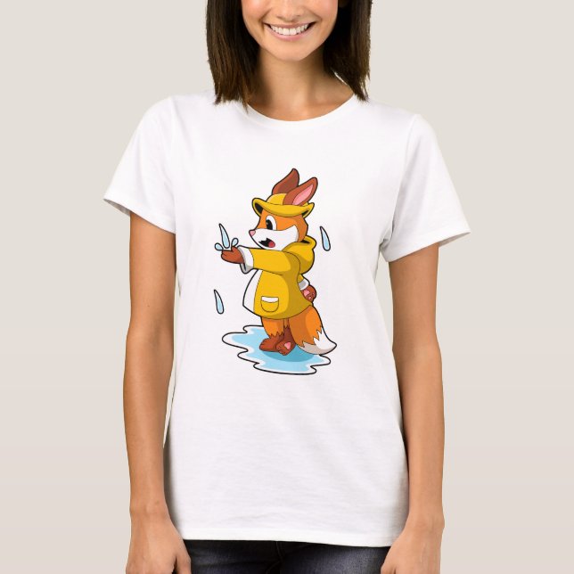Camiseta Raposa na chuva com gotas de chuva (Frente)