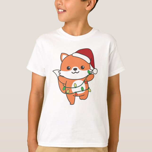 Camiseta Raposa Natal Animais de inverno Raposa de Natal (Frente)
