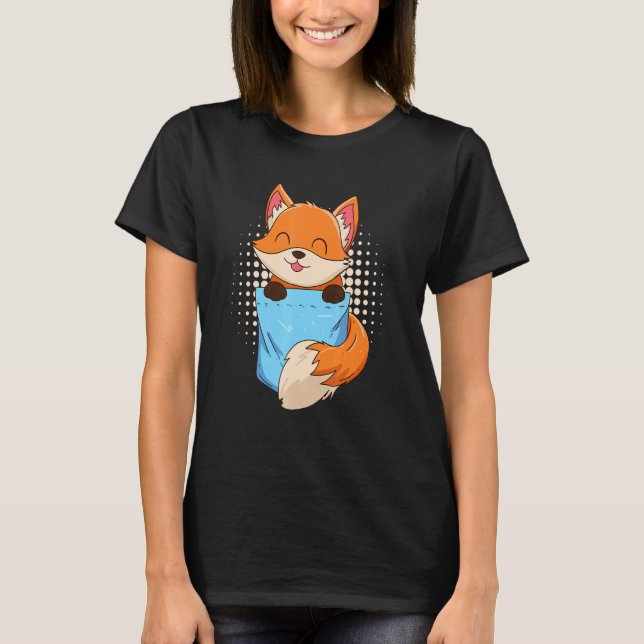 Camiseta Raposa no bolso de peito falso (Frente)