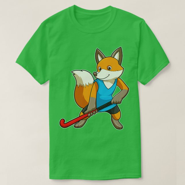 Camiseta Raposa no Hockey com taco de Hóquei (Frente do Design)