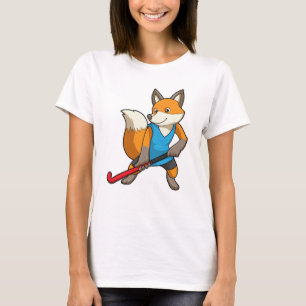 Camiseta Raposa no Hockey com taco de Hóquei