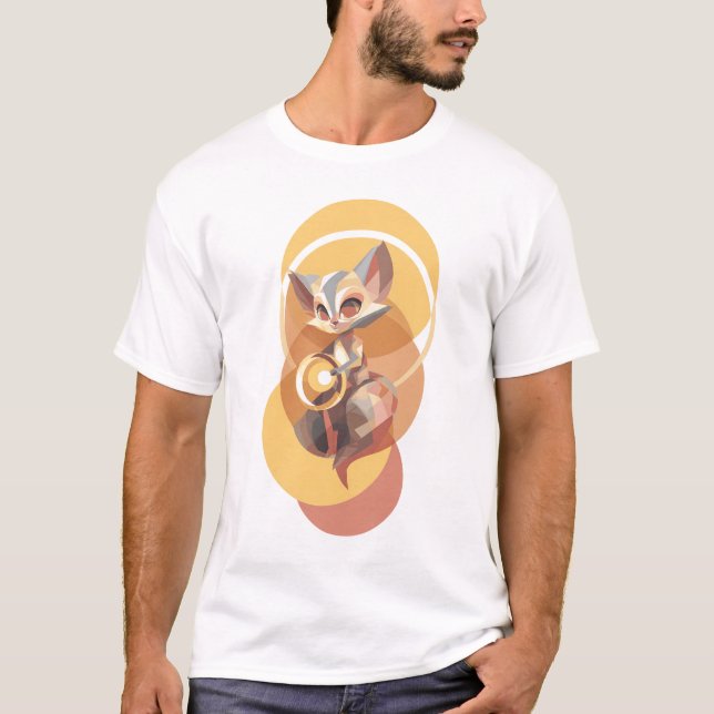 Camiseta Raposa Noturna Geométrica (Frente)
