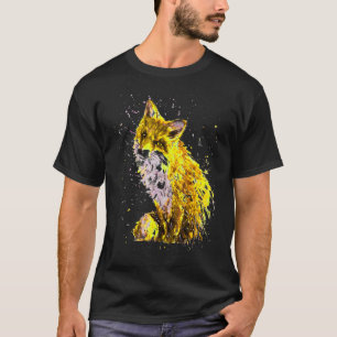 Camiseta Raposa-Ouro Pintada À Mão