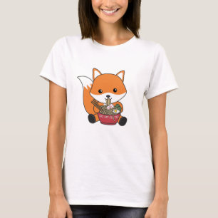 Camiseta Raposa Por Ramen Cute Kawaii Foxes