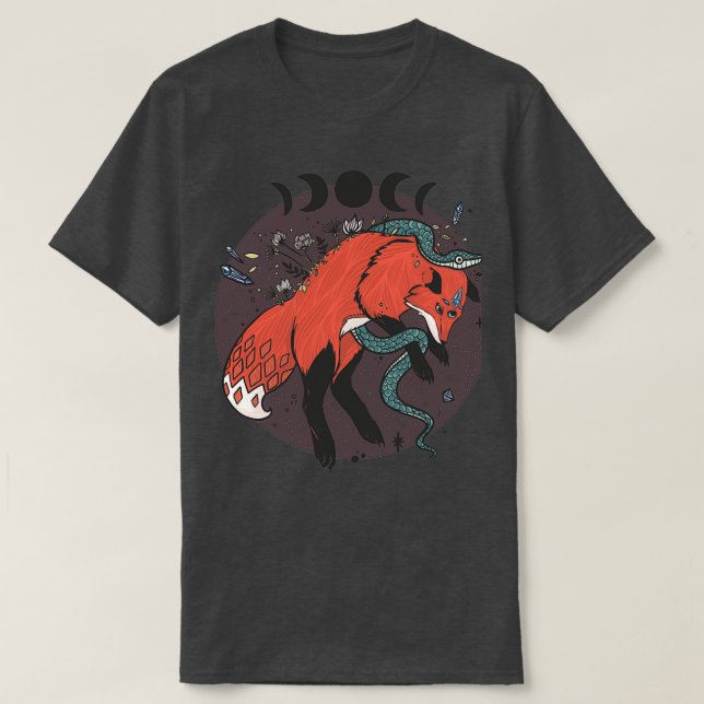 Camiseta Raposa Pulando Com Cobra E Pedras Gemônicas (Frente do Design)