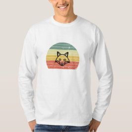 Camiseta Raposa Retro Pôr do Sol Estética Vintage