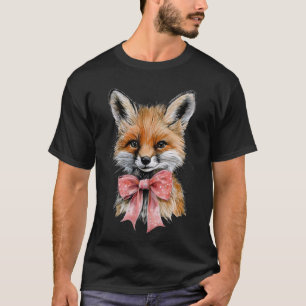 Camiseta Raposa Rosa Coquete Laço Fita Delicada Fofa Animal
