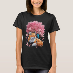 Camiseta Raposa Sob Tree Cherry Blossom Tree Bumbum Sakura