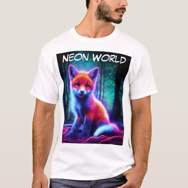 Camiseta Raposa-sonho vibrante com matizes a cores elétrica (Frente)