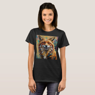 Camiseta Raposa Sorridente Feliz - respingo de tinta