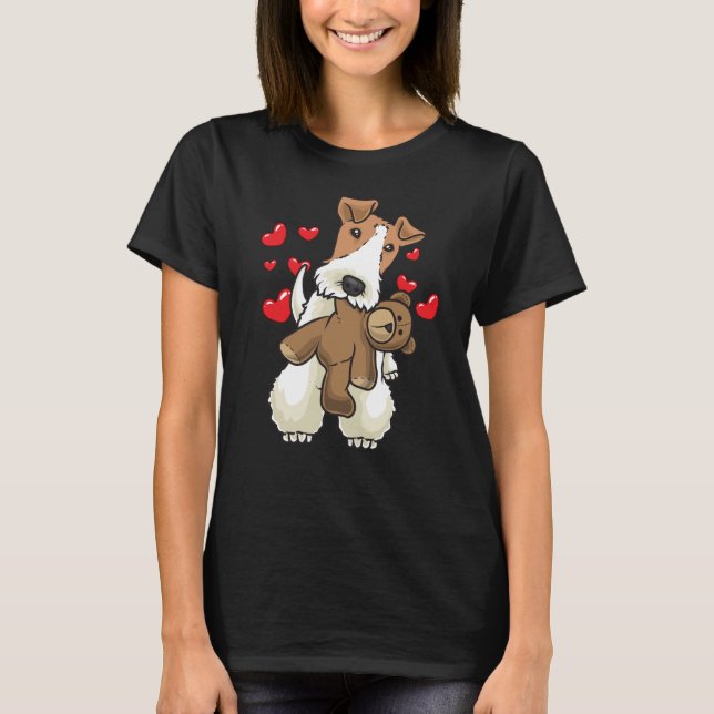 Camiseta Raposa Terrier Cão Cachado com Cabelo com Animal R (Frente)