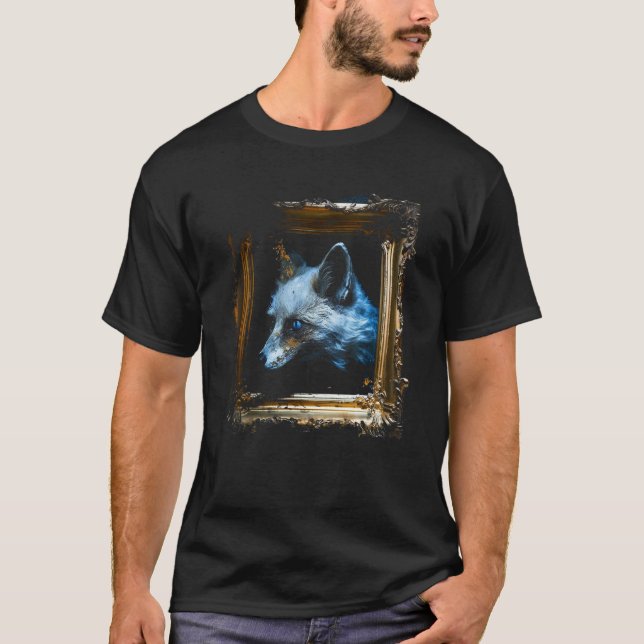 Camiseta Raposa Trabalho de arte Azul Olhos Animais Raposa (Frente)